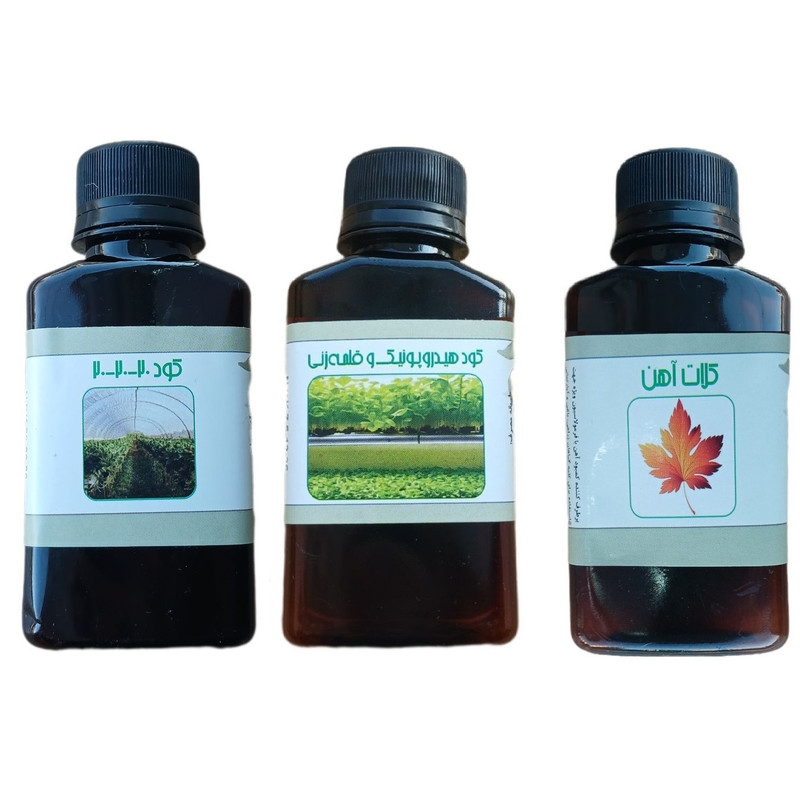 کود مایع کامل سه بیست و کلات آهن و کود هیدروپونیک و قلمه مدل life drop حجم 110 میلی لیتر بسته 3 عددی